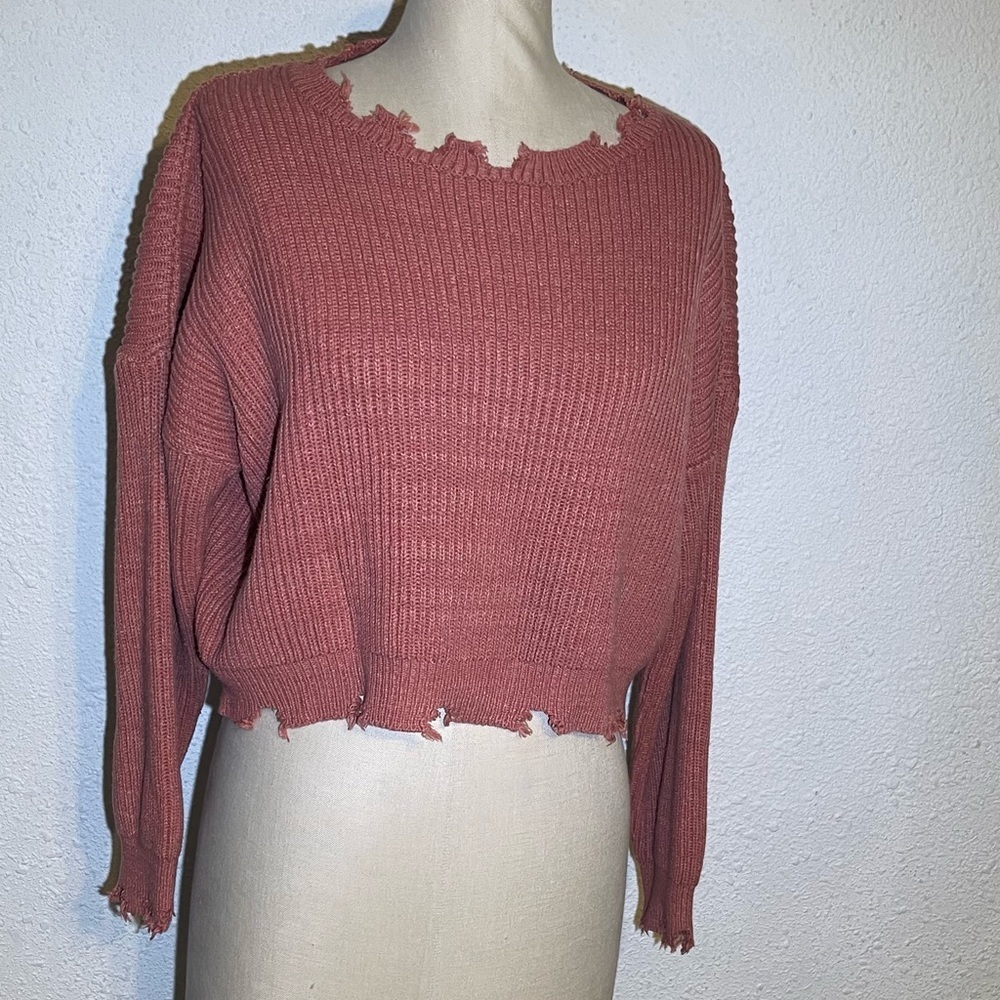 Proof apparel womens  distressed cropped sweater size large